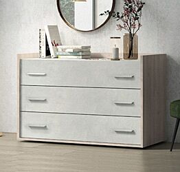 Comò moderno in finitura Noce brina e Cemento artico