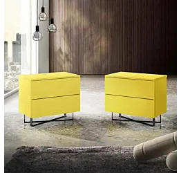 comodino laccato giallo