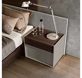 comodino noce e grigio seta