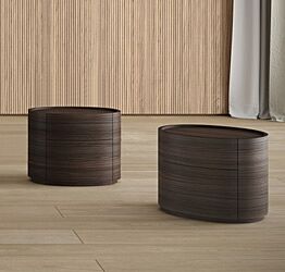 Coppia di comodini di design finitura nobilitato Teak 