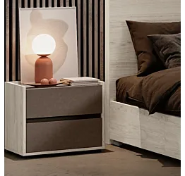 Comodino 2 cassetti, Bianco altea e Bronzo, L.54 H.47