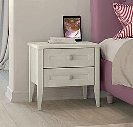 Comodino classico 2 cassetti, finitura Malta