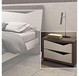 Comodino 2 cassetti, Noce vanguard e Corda, L.54 Zenzero Shop