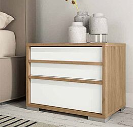 Comodini moderni Bianco lucido e Noce biondo