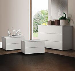 Set Completo con Comò e Comodini, Bianco Nobilitato