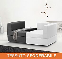 Divano moderno componibile a 2 posti, finitura Nero e Bianco