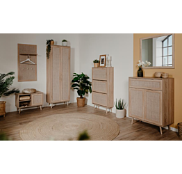 Composizione ingresso Kara in finitura Quercia ed effetto Rafia