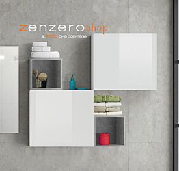Offerte mobili bagno sospesi , composizione Bianco Lucido e Gesso