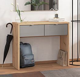 Consolle ingresso a 2 cassetti, finitura Grigio e Rovere