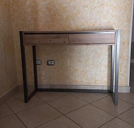 Economico e moderno Mobile da ingresso in finitura Antracite e Rovere Nodato