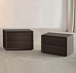 Comodini con apertura push-pull, finitura Nobilitato Teak