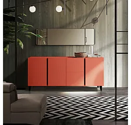 credenza cassetti rossa