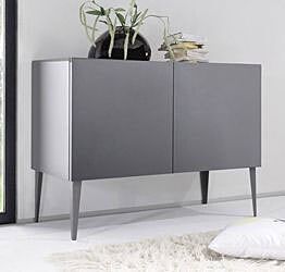 Credenza Moderna, Madia di Design, 2 ante, Grigio Opaco con piedini
