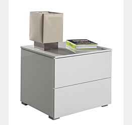 Comodino moderno con 2 cassetti in Bianco laccato lucido