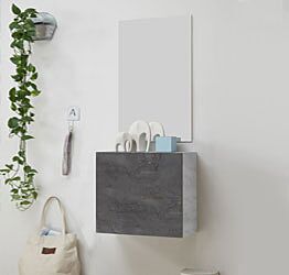 Mobile da ingresso con specchio, finitura ossido e beton