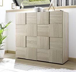 Credenza Moderna, Madia di Design, 2 ante Alta, Rovere Samoa