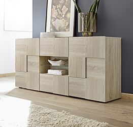 Credenza Moderna, Madia di Design, 2 ante e 2 cassetti, Rovere Samoa