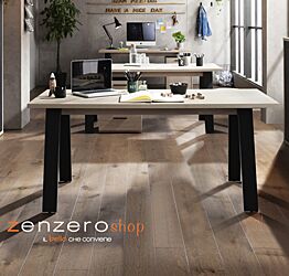 Tavolo moderno Leonardo in finitura Rovere e Nero chalet