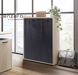 Libreria Leonardo con 2 ripiani in finitura Rovere e Nero chalet