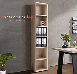 Libreria stretta Leonardo con 5 ripiani in finitura Rovere