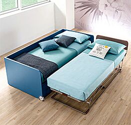 Divano letto Fillet Moretti Compact con secondo letto estraibile, Blu navy