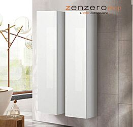 Due pensili bagno sospesi, finitura Bianco Laccato Lucido