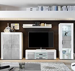 Parete composta di Design in Bianco Lucido e Beton