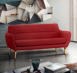 Divano moderno Elbrus 2 posti con gambe in legno, tessuto Giallo