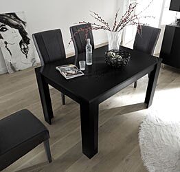 Tavolo moderno con allungo da 49 cm, finitura Nero Lucido