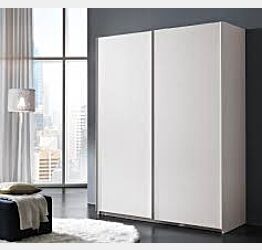 Armadio a due ante scorrevoli, finitura bianco frassinato