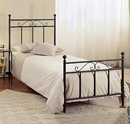 Letto Dolar, in tubolare di ferro, singolo, color grafite, made in Italy