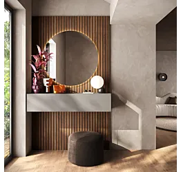 Ingresso con specchio, pensile e boiserie cannettata, Mercure e Ardesia