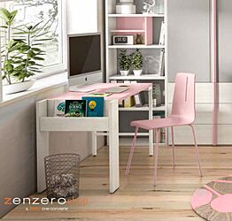 Scrivania con portariviste, finitura Larice bianco e Giallo grano