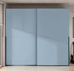 Armadio a 2 ante scorrevoli, finitura Carta da zucchero e Petrolio Zenzero Shop