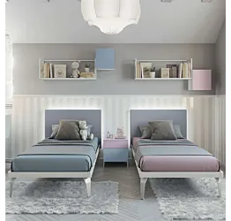 Letto Simple Soft singolo extra large , Bianco luce e Grigio pietra Zenzero Shop