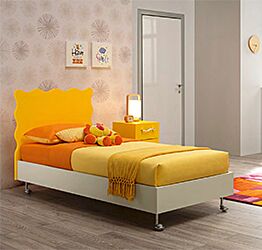 Lettino Edith con ruote per bambini Moretti Compact, Quarzo e Giallo sole
