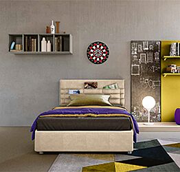 Letto piazza e mezza in tessuto Soft Nebbia