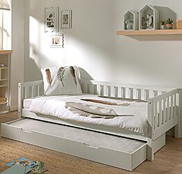 Divano letto pino massello con secondo estraibile, disponibile in due colorazioni Zenzero Shop