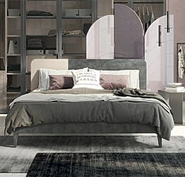 Letto matrimoniale bicolor, finitura Metal grey e Canapa