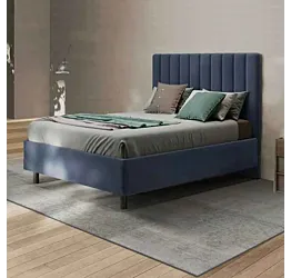 letto blu velluto matrimoniale