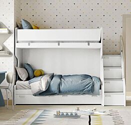 Letto a castello bambini con 2 cassetti, Bianco e Grigio dorian