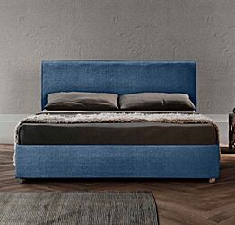 Letto matrimoniale king size tessuto Cobalto, sfoderabile, testata retrofinita