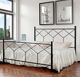 Letto classico in ferro battuto Potin, finitura Nero grafite