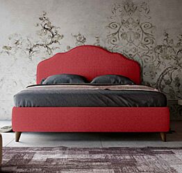 Letto matrimoniale con testata retrofinita, tessuto Rosso