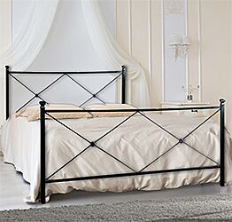 Letto in ferro Alumel matrimoniale, finitura Nero grafite