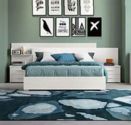 Letto matrimoniale contenitore con libreria in testata, colori Bianco altea e Dink bianco