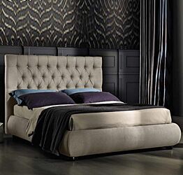 Letto matrimoniale con swarovski in testata, finitura Panna