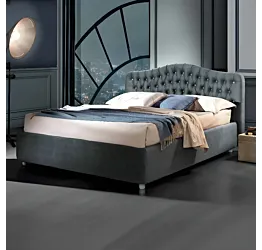 Letto matrimoniale contenitore tessuto colore Blu 100% Made in Italy