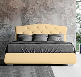 Letto matrimoniale testata retrofinita, ecopelle Panna con swarovsky 