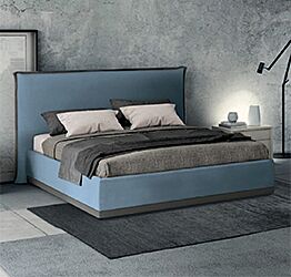 Letto imbottito ecopelle matrimoniale in finitura Fiordaliso e Elephant